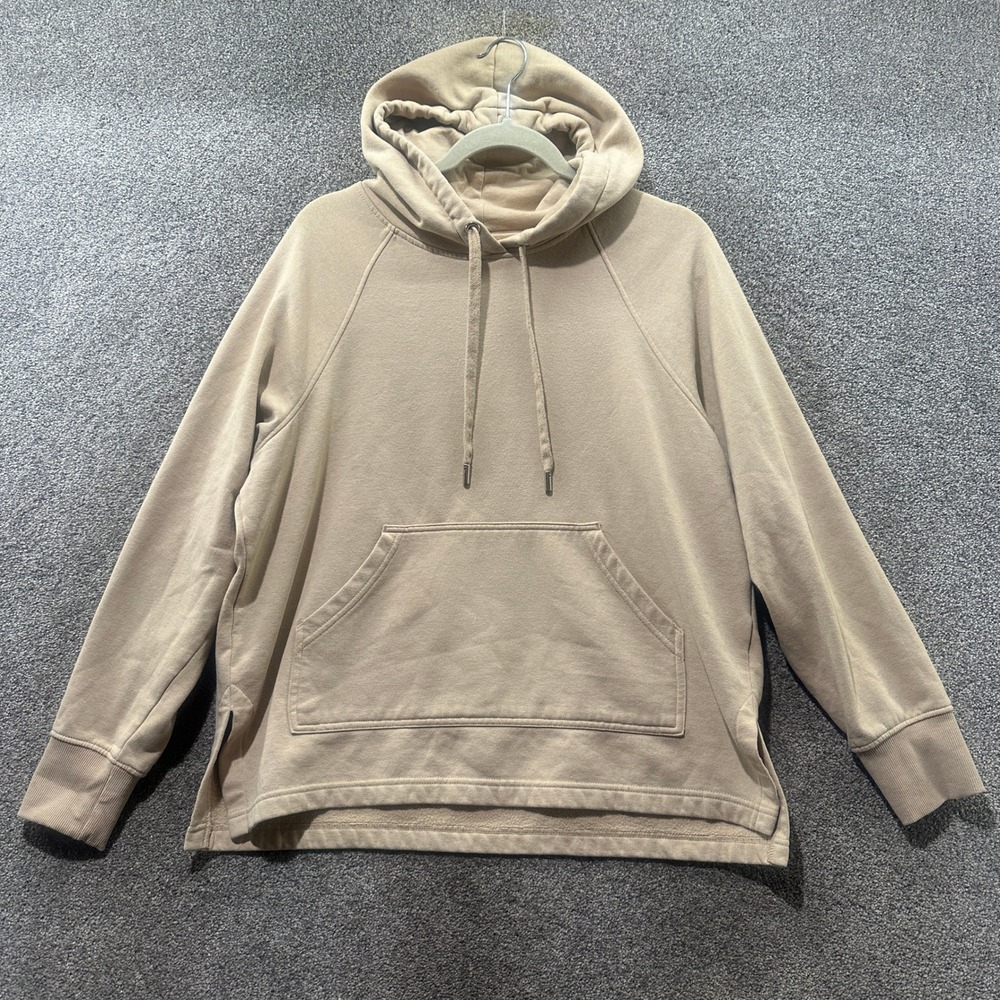 HM Basics Womens Small Beige Hooded Pullover Sweatshirt Raglan Sleeve Hoodie